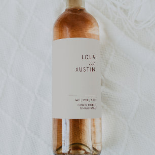 Étiquette Pour Bouteilles De Vin Désert simple Étiquette de vin blanc Mariage nat