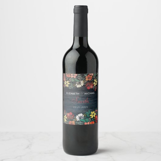 Étiquette Pour Bouteilles De Vin Design à motif floral rose mignon (Devant)