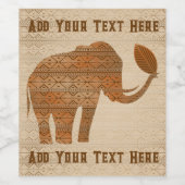 Étiquette Pour Bouteilles De Vin Design d'art tribal des éléphants (Étiquettes simples)