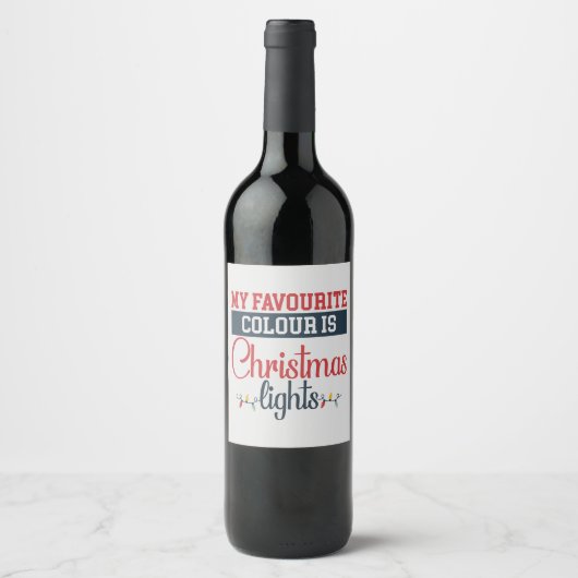 Étiquette Pour Bouteilles De Vin Design de Noël avec lumières (Devant)