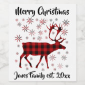 Étiquette Pour Bouteilles De Vin Design de wapitis, flocons de neige, motif de buff (Étiquettes simples)