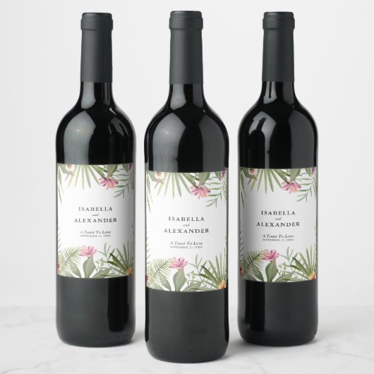 Étiquette Pour Bouteilles De Vin Design floral (Bouteilles)