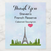 Étiquette Pour Bouteilles De Vin Design français - Tour Eiffel à Paris Merci (Étiquettes simples)