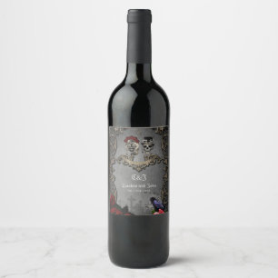 Étiquette Pour Bouteilles De Vin Design gothique avec crânes cool
