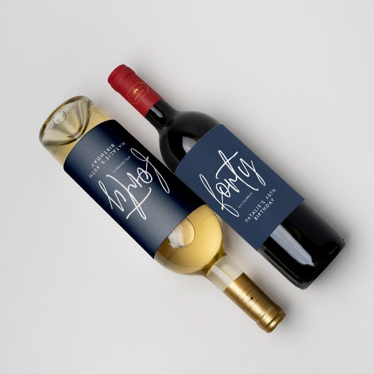 Étiquette Pour Bouteilles De Vin Design moderne 40e anniversaire simple élégant scr