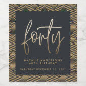 Étiquette Pour Bouteilles De Vin Design moderne 40e anniversaire simple élégant scr (Étiquettes simples)