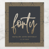 Étiquette Pour Bouteilles De Vin Design moderne 40e anniversaire simple élégant scr (Étiquettes simples)