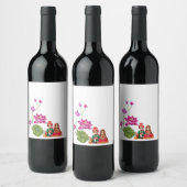 Étiquette Pour Bouteilles De Vin Design rose (Bouteilles)