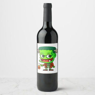 Étiquette Pour Bouteilles De Vin Dessin animé Frankenstein