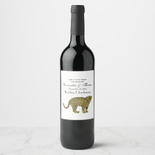 Étiquette Pour Bouteilles De Vin Dessin de chat tacheté vintage léopard guépard