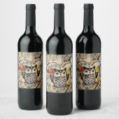 Étiquette Pour Bouteilles De Vin Dessin de hibou (Bouteilles)