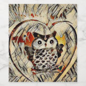 Étiquette Pour Bouteilles De Vin Dessin de hibou (Étiquettes simples)