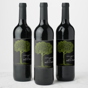 Étiquette Pour Bouteilles De Vin Dessin de l'arbre naturel