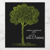 Étiquette Pour Bouteilles De Vin Dessin de l'arbre naturel (Étiquettes simples)