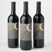 Étiquette Pour Bouteilles De Vin Dessin de mandala lune soleil avec gribouillages o (Bouteilles)