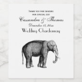 Étiquette Pour Bouteilles De Vin Dessin éléphant vintage (Étiquettes simples)
