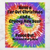 Étiquette Pour Bouteilles De Vin Dessin Hippy Tie Dye (Étiquettes simples)