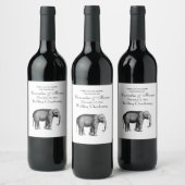 Étiquette Pour Bouteilles De Vin Dessin Vintage d'Éléphant (Bouteilles)
