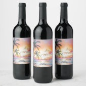Étiquette Pour Bouteilles De Vin Destination Sunset Beach Wedding (Bouteilles)