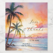 Étiquette Pour Bouteilles De Vin Destination Sunset Beach Wedding (Étiquettes simples)