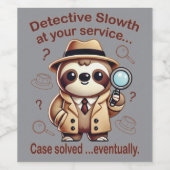 Étiquette Pour Bouteilles De Vin "Detective Sloth" Sloth Private Eye (Étiquettes simples)