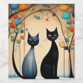 Étiquette Pour Bouteilles De Vin Deux chats de charme (Étiquettes simples)