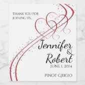 Étiquette Pour Bouteilles De Vin Deux Coeurs comme un seul Étiquette de vin (Étiquettes simples)