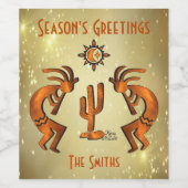 Étiquette Pour Bouteilles De Vin Deux Kokopelli (Étiquettes simples)