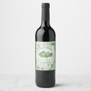 Étiquette Pour Bouteilles De Vin Deux petits pois dans une bouteille de Baby shower