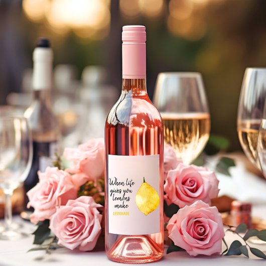 Étiquette Pour Bouteilles De Vin Devis jaune citron amusant