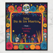 Étiquette Pour Bouteilles De Vin 💀 🎉 Día de Muertos (Étiquettes simples)