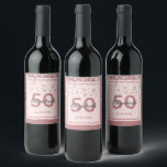 Étiquette Pour Bouteilles De Vin Diamants de fête d'anniversaire rose de la poule m<br><div class="desc">Un étiquette d'anniversaire élégant, glamour et féminin de 50e (ou de tout âge). Un arrière - plan de couleur rose dorée, rose vif, avec un faux parfum de diamant doré et un cadre d'or rose foncé. Personnalisez et ajoutez un nom, 50 ans et une date. Date de naissance ou date...</div>