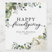 Étiquette Pour Bouteilles De Vin Dîner Citrouille blanc verdoyant (Étiquettes simples)