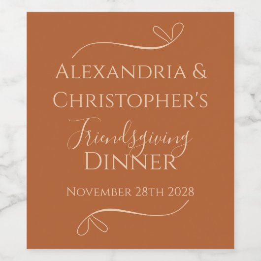 Étiquette Pour Bouteilles De Vin Dîner d'action amicale Soirée élégante (Étiquettes simples)