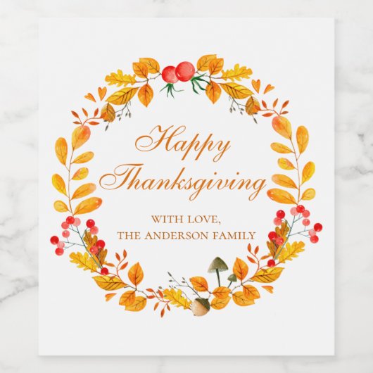 Étiquette Pour Bouteilles De Vin Dîner d'action de grâce. Courbe d'action d'amitié (Étiquettes simples)