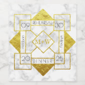 Étiquette Pour Bouteilles De Vin Dîner de répétition Art déco Mariage Marble Gold F (Étiquettes simples)