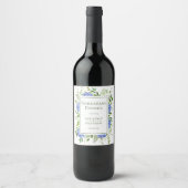 Étiquette Pour Bouteilles De Vin Dîner de répétition au bleu Hydrangea (Devant)