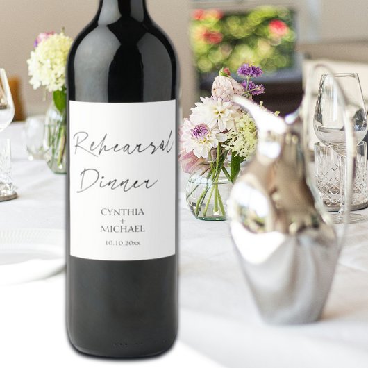 Étiquette Pour Bouteilles De Vin Dîner de répétition Mariage simple Script