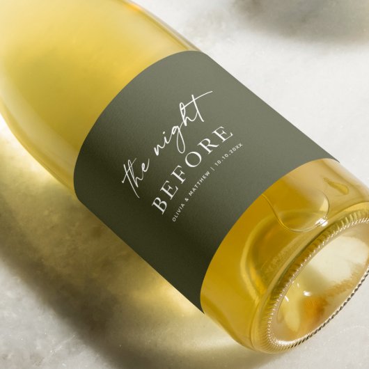 Étiquette Pour Bouteilles De Vin Dîner de répétition vert olive | Nuit avant le scr