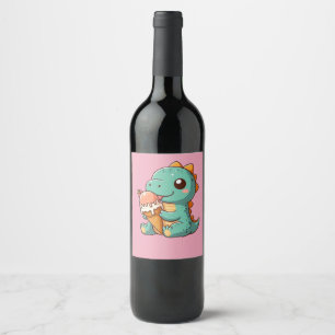 Étiquette Pour Bouteilles De Vin Dino mignonne de glace mangeur
