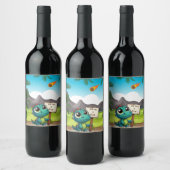 Étiquette Pour Bouteilles De Vin dinosaur drôle mignon (Bouteilles)