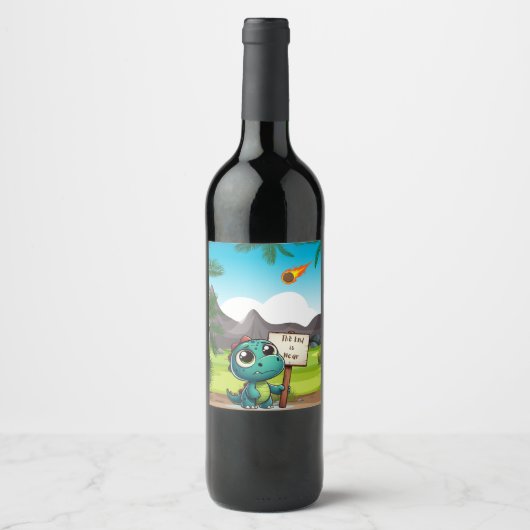 Étiquette Pour Bouteilles De Vin dinosaur drôle mignon (Devant)