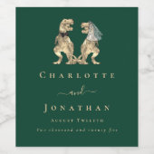 Étiquette Pour Bouteilles De Vin Dinosaur Thème Mariage Vert foncé (Étiquettes simples)