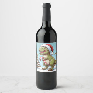 Étiquette Pour Bouteilles De Vin Dinosaure sucre de canne de Noël mignon