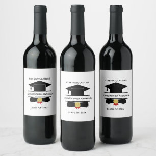 Étiquette Pour Bouteilles De Vin Diplôme de chapeau de remise des diplômes universi