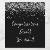 Étiquette Pour Bouteilles De Vin Diplômé de fête de remise des diplômes noir et arg (Étiquettes simples)