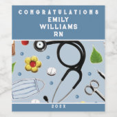 Étiquette Pour Bouteilles De Vin Diplôme de l'école de soins infirmiers (Étiquettes simples)