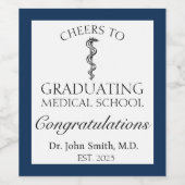 Étiquette Pour Bouteilles De Vin Diplômé Médicale - Bleu (Étiquettes simples)