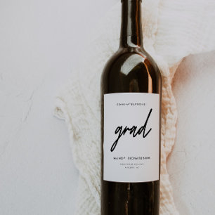 Étiquette Pour Bouteilles De Vin Diplôme Minimaliste Noir & Blanc Script