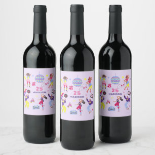 Étiquette Pour Bouteilles De Vin Disco super Lila Party Millennial Retro